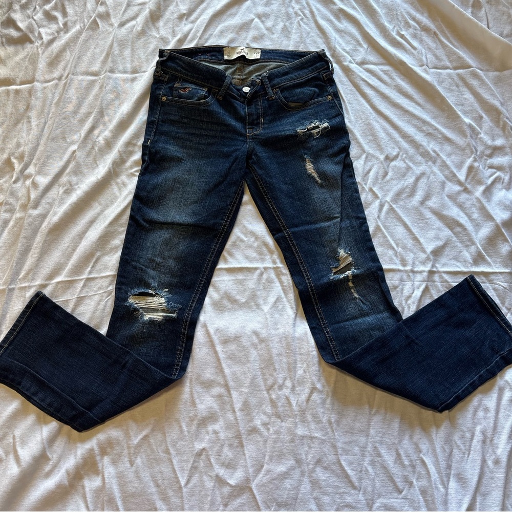 Hollister Dark Blue Distressed Skinny Jeans